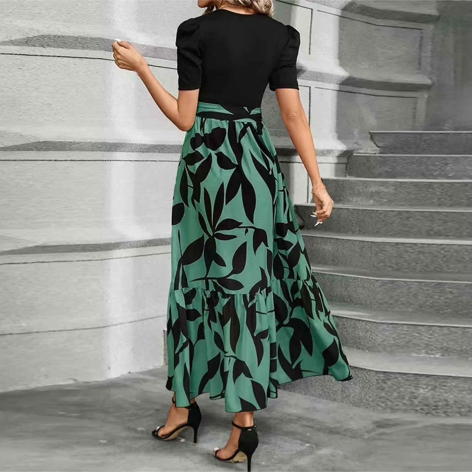 Women's Dresses High Waist Floral Print Dress Elegant Fashionable Maxi Sundress Casual Vintage Style For Spring Summer