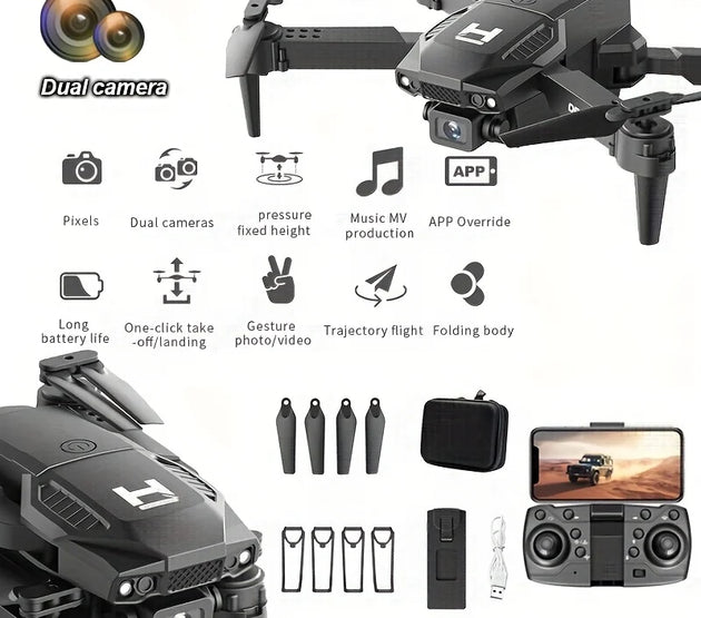 H4 Dual aerial HD camera Foldable drone remote control Smart plane usb charging LED lights quadcopter best birthday gift