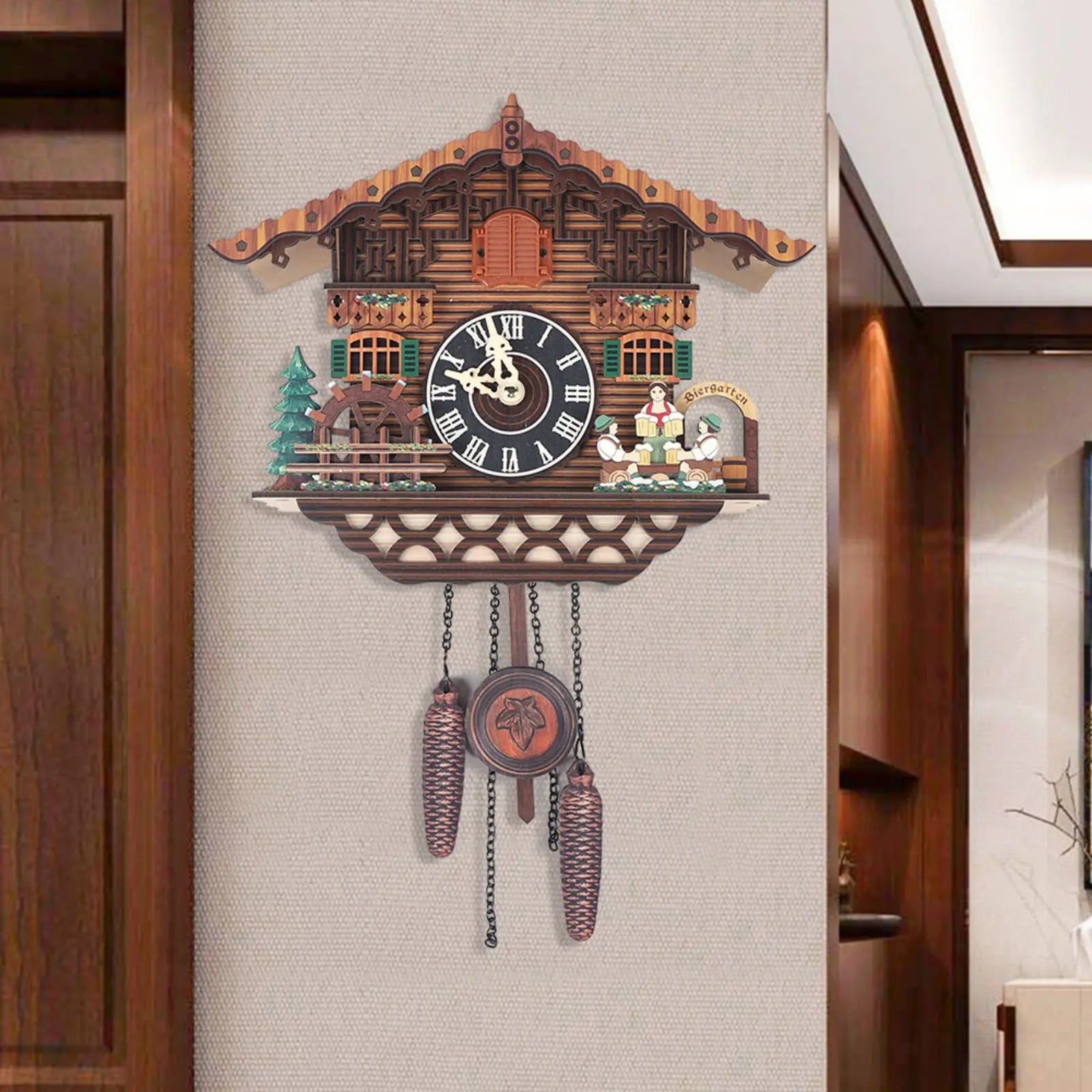 Creative Bird Cuckoo Wall Clock with Swing & Auto Wings - Wooden Quartz Home Decor, Battery Operated (RC-02)