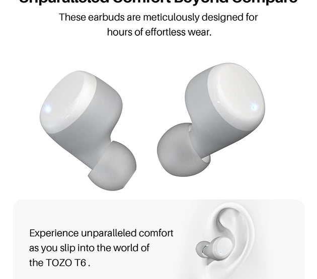Refurbished TOZO Ergonomic TWS Earbuds Headsets Mini Earphone Sport Anti Sweat Waterproof Touch Control APP Support Preset EQs