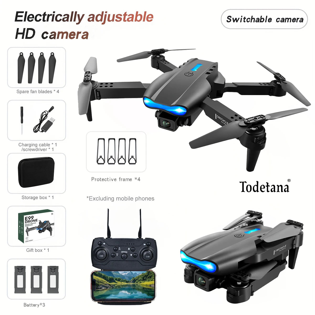 E99 K3 Pro Drone 4K HD Dual Camera Quadcopter WIFI FPV Obstacle Avoidance Long Flight Time Foldable Design for Professional Aeri