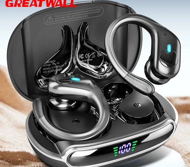 GREATWALL Wireless Earphones Headphones HiFi Music Stereo Sport Noise reduction Headset Charging Box Led Display HD Call Earbuds