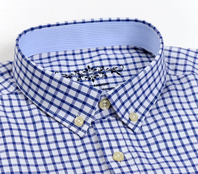 Men's Plaid Striped Oxford Long Sleeve Button-down Shirts with Pocket, Spring Fall 60% Cotton Versatile Casual Menswear Clothing