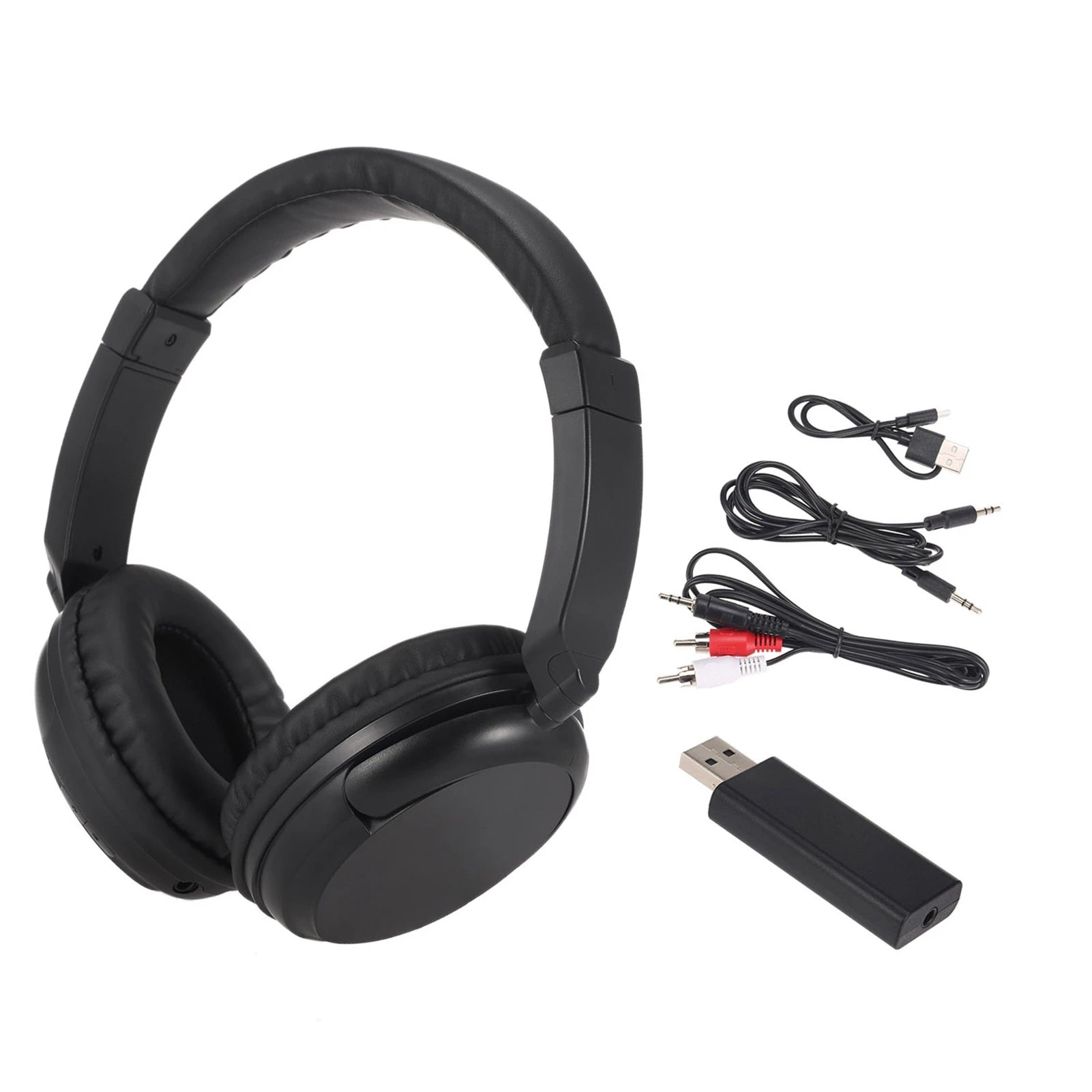 FM Wireless Headphones Over Ear Music Earphones with Transmitter 3.5mm Wired Headset Support FM Radio for TV PC Phones MP3