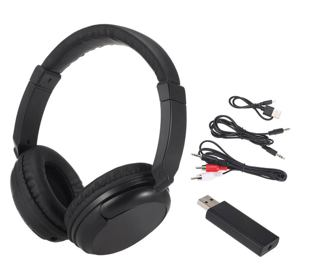 FM Wireless Headphones Over Ear Music Earphones with Transmitter 3.5mm Wired Headset Support FM Radio for TV PC Phones MP3