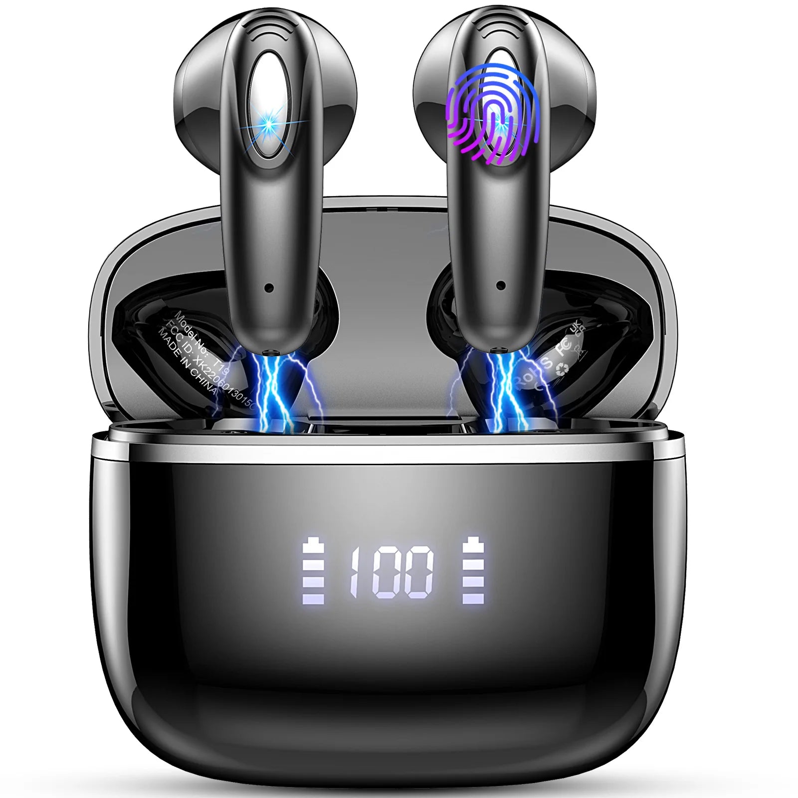 DRSAEC Wireless Earbuds, Bluetooth 5.3, 4 ENC Noise Canceling Mic, 40H LED Display Charging Case, IP7 Waterproof in-Ear Earbuds.