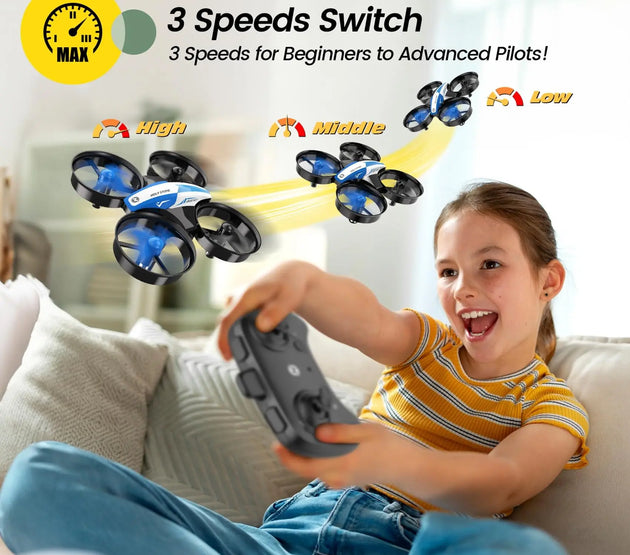 Holy Stone Mini Drone for Kids/Beginners,  RC Nano Quad, Indoor Hover, 3D Flips, Headless, 3 Batts. Gift for Boys/Girls, Blue