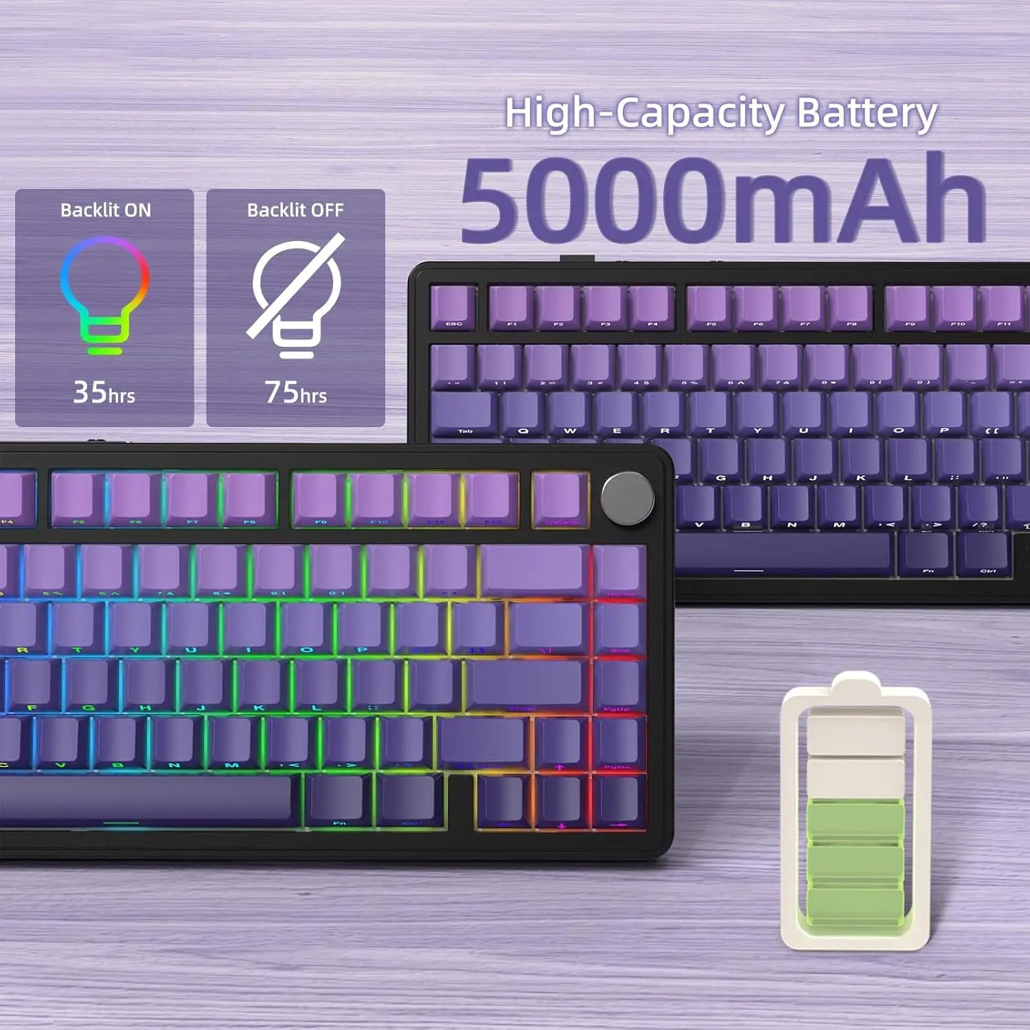 ATTACK SHARK X85 Wireless Mechanical Gaming Keyboard with Knob Hot Swappable BT5.1/2.4Ghz/USB-C Side Print PBT Keycaps 75% Gaske