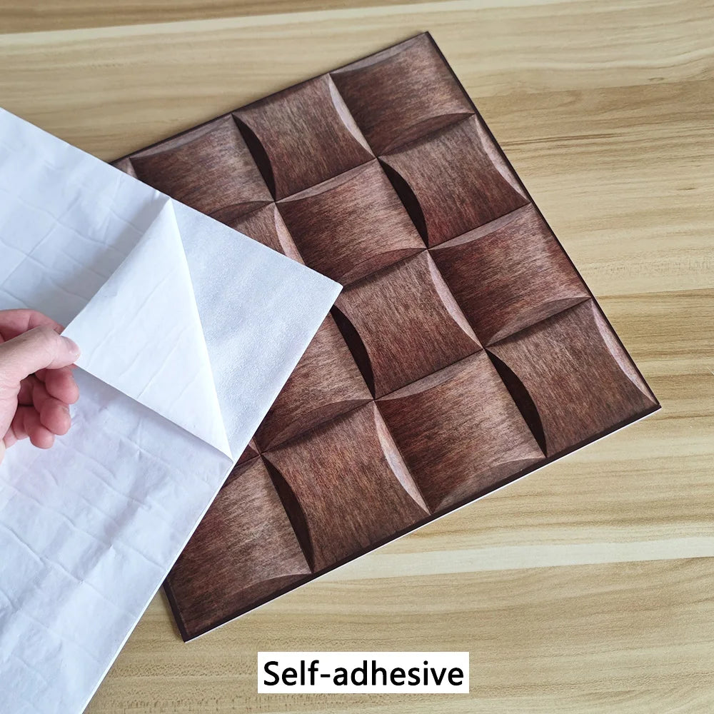 20PCS Self-adhesive Wall Stickers Brown Square Patterns,Simple Style,3D Wall Panels,Ceramic Tile Decoration,Creative Decoration