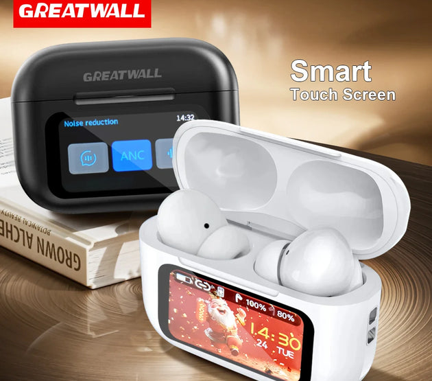 Original GREATWALL Wireless Bluetooth Earphones ANC Noise Reduction Earbuds HD Mic Call Gamer Earbuds LED Touch Screen Control