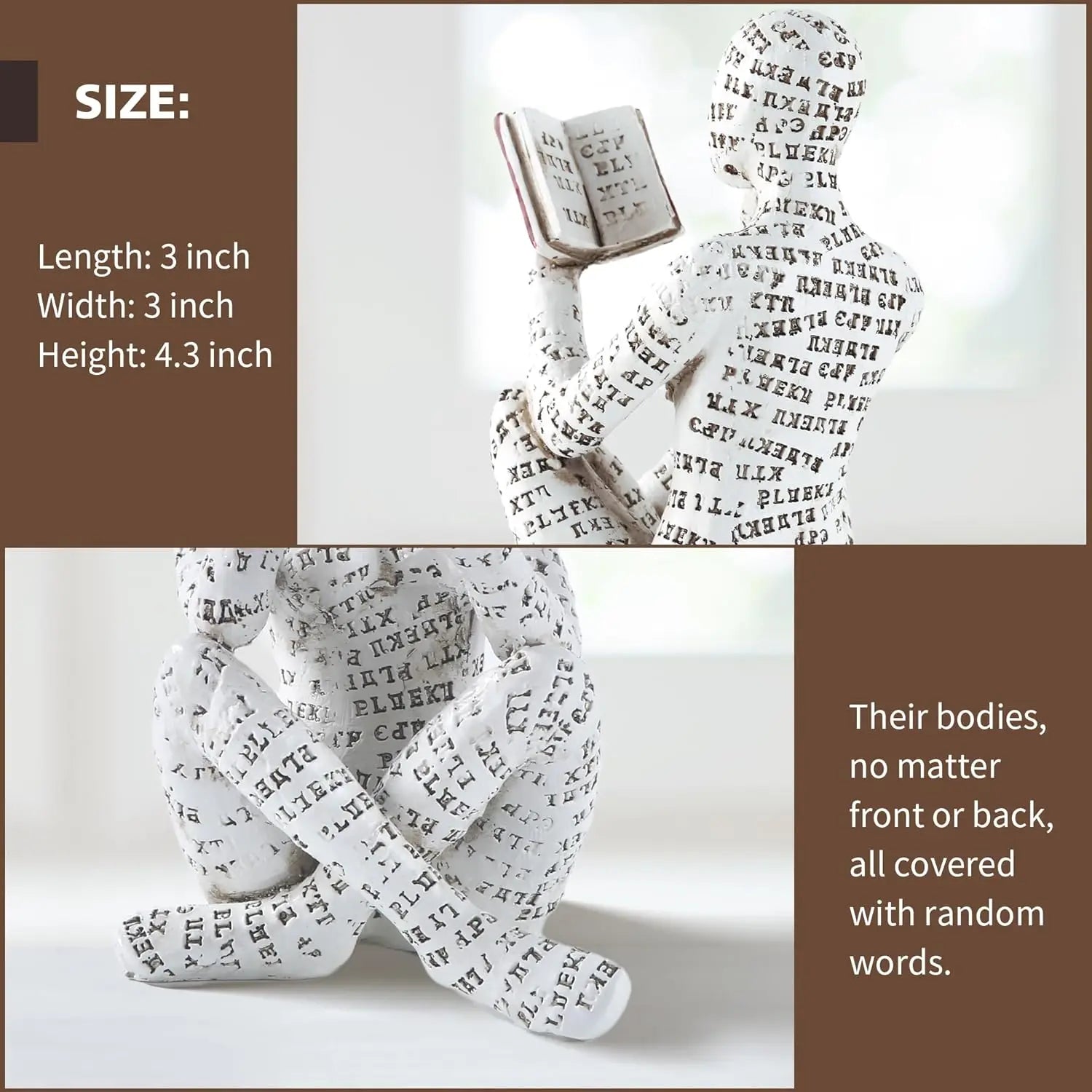 Home Decor Pulp Reading Women Thinker Statue Aesthetic  Decoration on Shelf Table Desk for Living Room Office Bedroom A