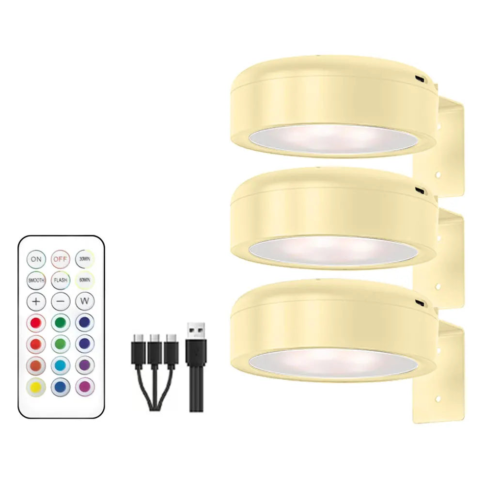 2/3 Pcs Rechargeable Wireless Wall Light 3/13 Color Dimmable Led Spotlight For Lighting Paintings Pictures with Remote and Timer