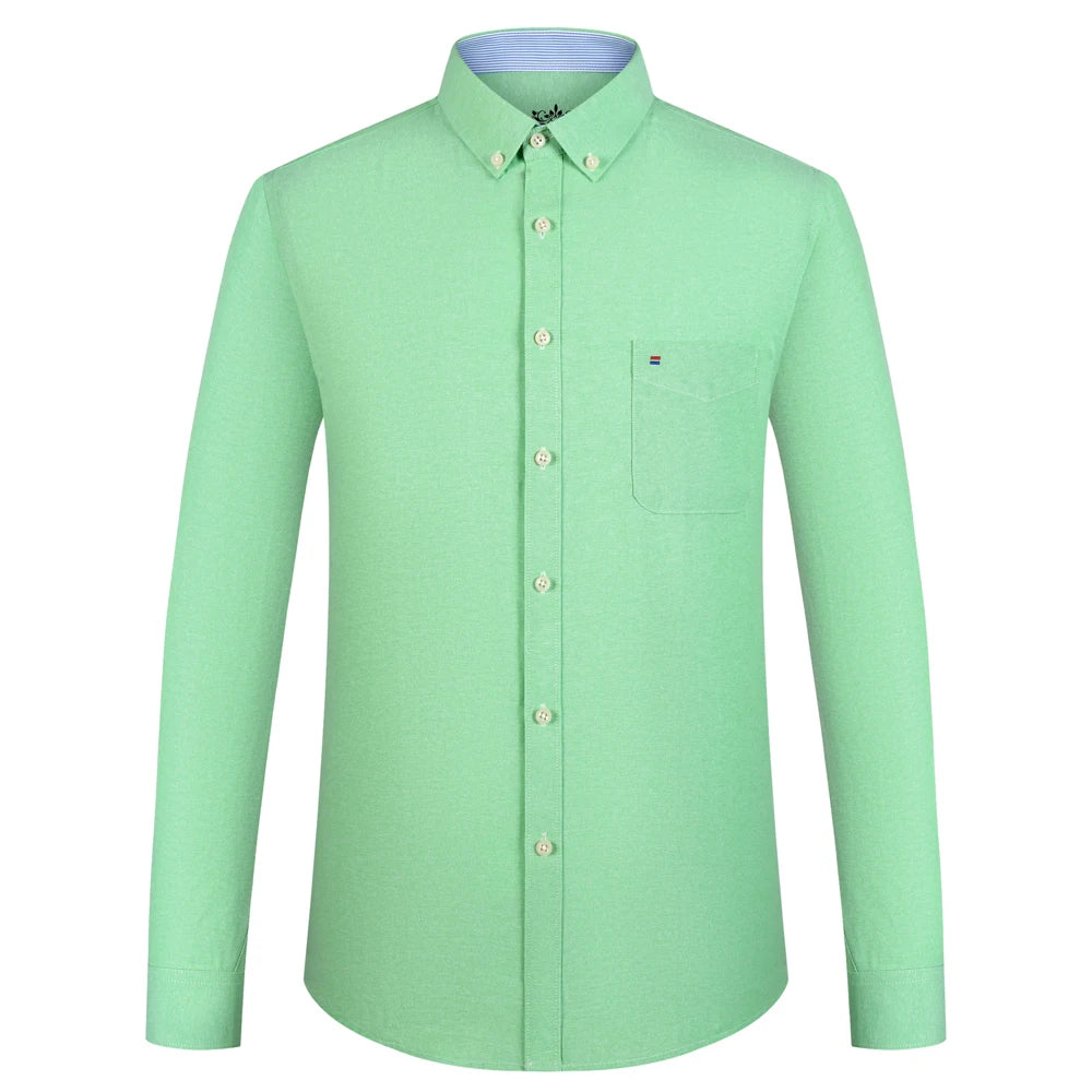 Men's Plaid Striped Oxford Long Sleeve Button-down Shirts with Pocket, Spring Fall 60% Cotton Versatile Casual Menswear Clothing