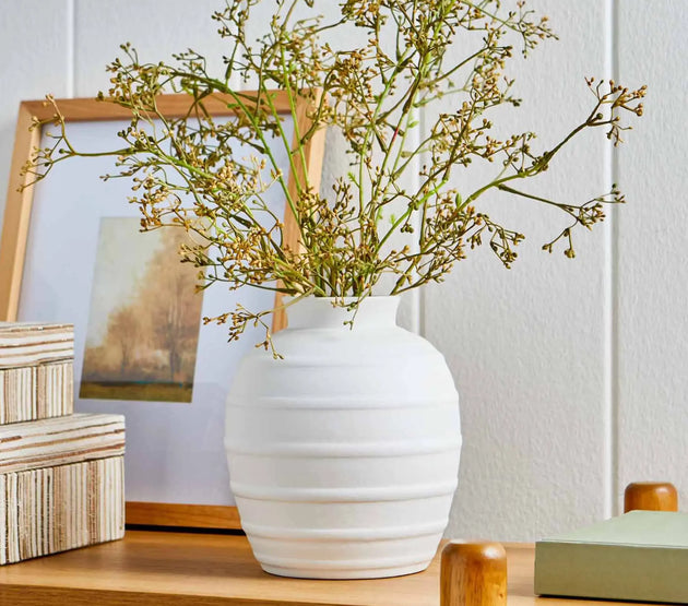 Better Homes & Gardens Textured Ribbed Ceramic Vase, 8